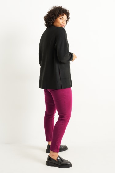 Kobiety - Jegging Jeans - wysoki stan - bordowy