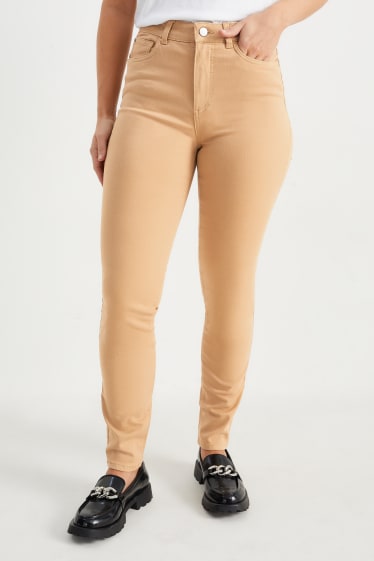 Damen - Stoffhose - High Waist - Slim Fit - hellbraun