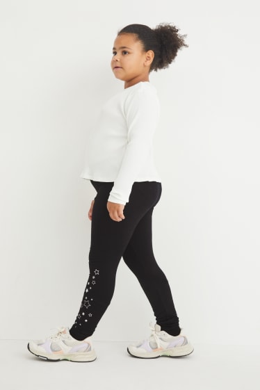 Enfants - Coupe ample - lot de 3 - leggings chauds - noir