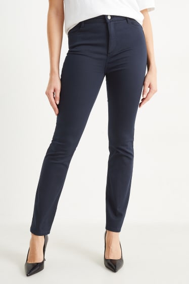 Donna - Pantaloni - vita media - slim fit - blu scuro
