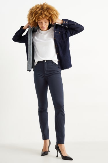 Donna - Pantaloni - vita media - slim fit - blu scuro