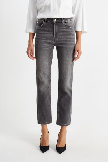 Dámské - Straight jeans - high waist - džíny - šedé