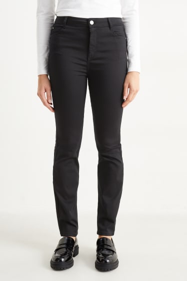 Femmes - Pantalon - high waist - slim fit - noir