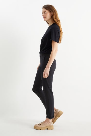 Damen - Chino - Mid Waist - Tapered Fit - schwarz