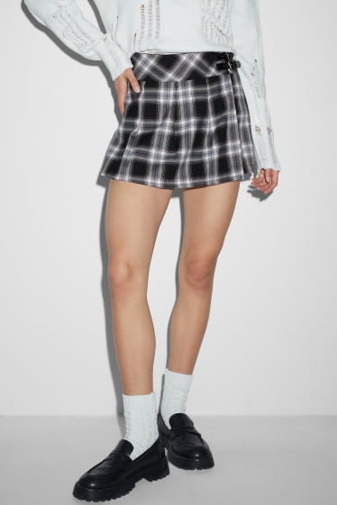 Femmes - Jupe-short - à carreaux - noir