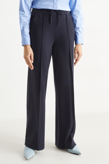 Donna - Pantaloni in jersey - gamba ampia - blu scuro