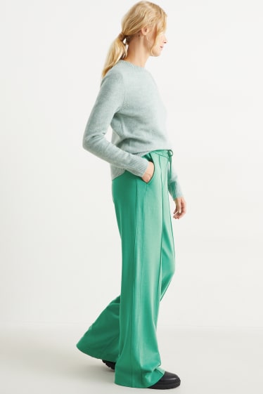 Damen - Jersey-Hose - Wide Leg - grün