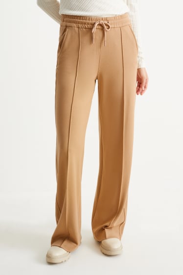 Femmes - Pantalon en jersey - wide leg - marron clair