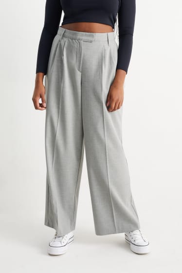 Jóvenes - CLOCKHOUSE - pantalón de tela - mid waist - wide leg - gris