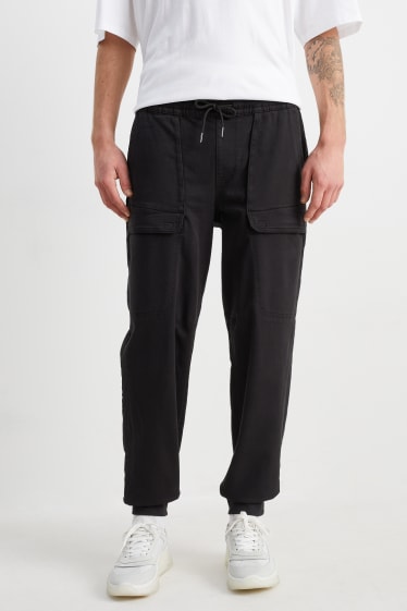 Pánské - Cargo kalhoty - tapered fit - černá