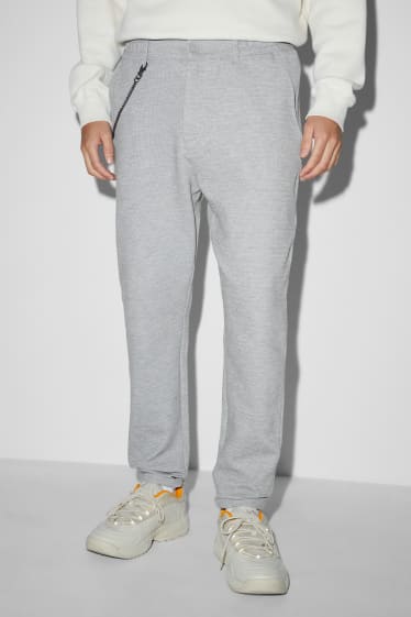 Pánské - Kalhoty chino - regular fit - světle šedá-žíhaná