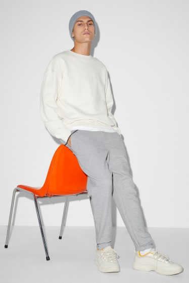 Pánské - Kalhoty chino - regular fit - světle šedá-žíhaná