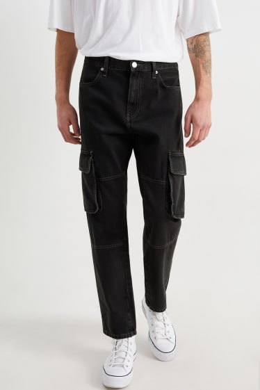 Herren - Cargo Jeans - Regular Fit - dunkeljeansgrau