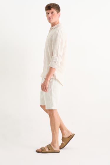 Hombre - Shorts - mezcla de lino - beige claro