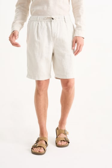 Home - Pantalons curts - mescla de lli - beix clar