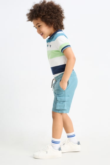 Children Boys - Bermuda shorts - linen blend - blue