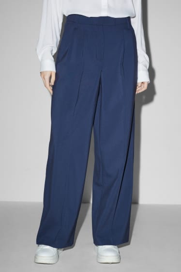 Donna - CLOCKHOUSE - pantaloni di stoffa - vita media - gamba ampia - blu scuro