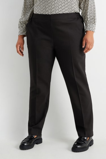 Damen - Stoffhose - High Waist - Slim Fit - schwarz