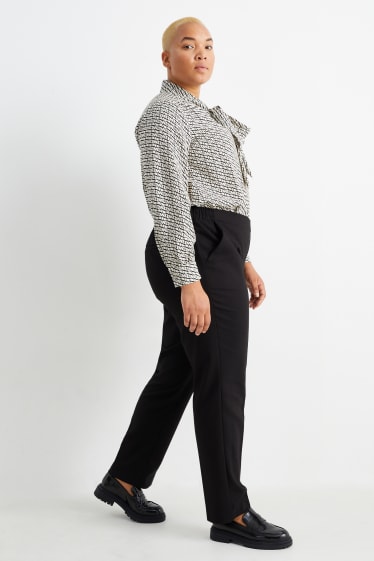 Damen - Stoffhose - High Waist - Slim Fit - schwarz