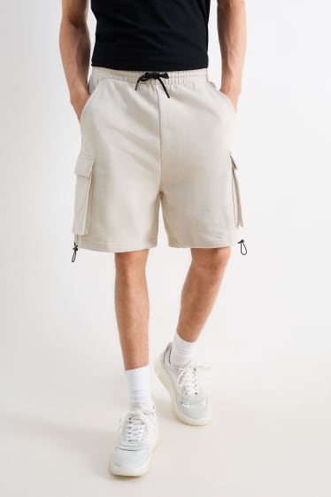 Hommes - Short cargo en molleton - gris clair