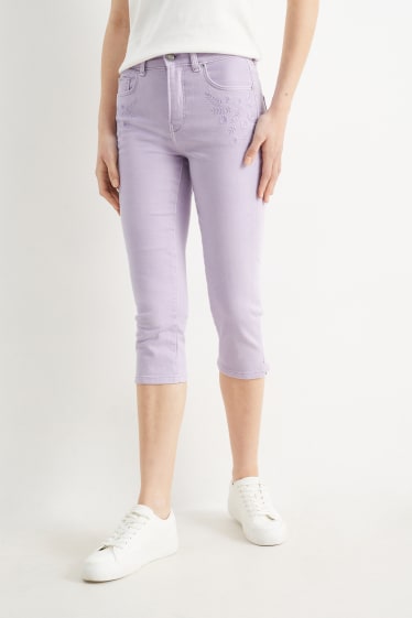 Damen - Capri Jeans - Mid Waist - hellviolett