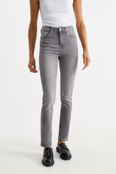 Dámské - Slim jeans - high waist - LYCRA® - džíny - světle šedé