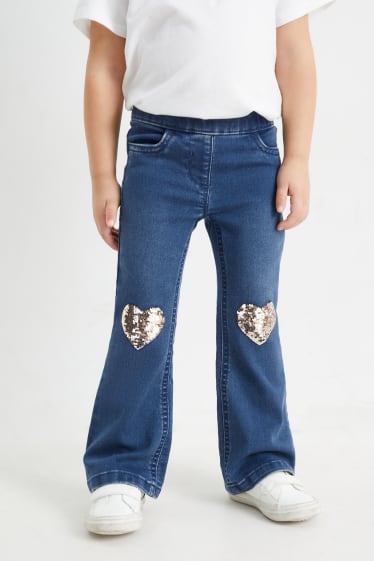 Dětské - Multipack 2 ks - motiv srdce a jednorožce - jegging jeans - džíny - modré