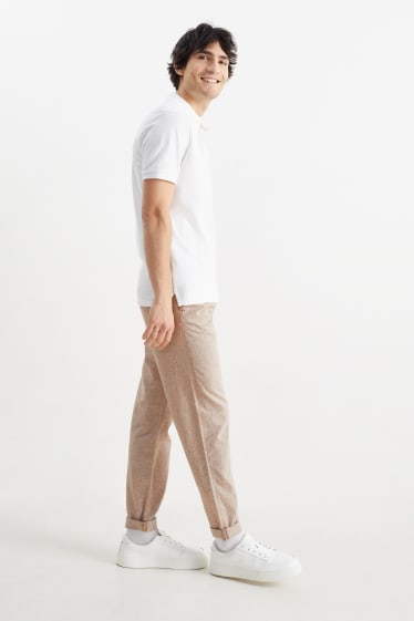Pánské - Kalhoty chino - tapered fit - lněná směs - světle béžová