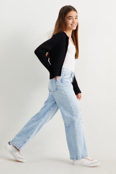 Dětské - Wide leg jeans - džíny - světle modré