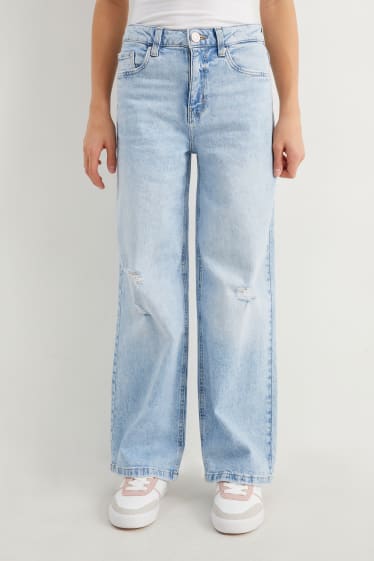 Dětské - Wide leg jeans - džíny - světle modré