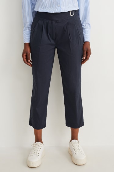 Dona - Pantalons de tela - high waist - tapered fit - blau fosc