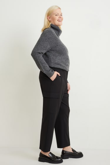 Donna - Pantaloni cargo - vita alta - regular fit - nero