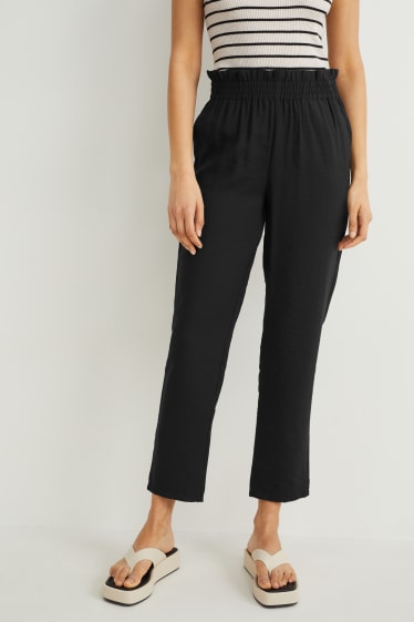 Donna - Pantaloni di stoffa - vita media - relaxed fit - nero