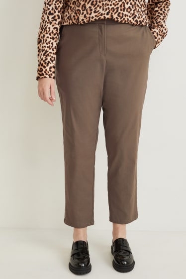 Femmes - Pantalon en toile - mid waist - straight fit - marron clair