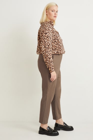 Femmes - Pantalon en toile - mid waist - straight fit - marron clair