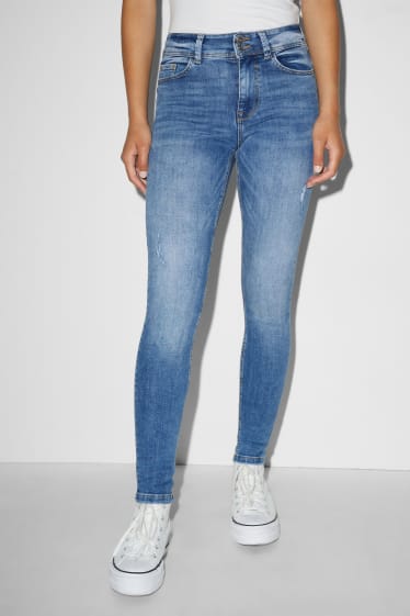 Damen - CLOCKHOUSE - Skinny Jeans - Mid Waist - Push-up-Effekt - jeansblau