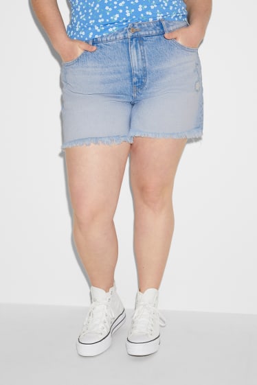 Dona - Texans curts - high waist - texà blau clar