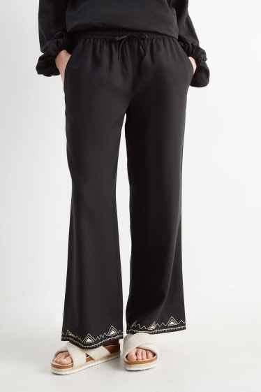 Dames - Rangsutra x C&A - pantalon - high waist - wide fit - zwart