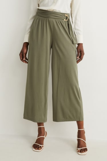 Femmes - Pantalon en jersey - wide leg - vert foncé