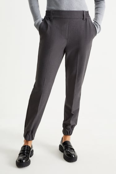 Damen - Stoffhose - High Waist - dunkelgrau