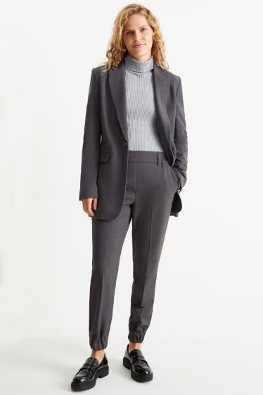 Damen - Stoffhose - High Waist - dunkelgrau