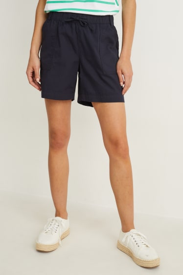 Donna - Shorts - vita alta - blu scuro