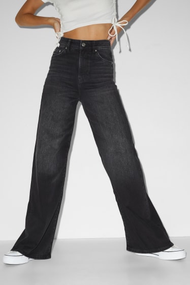 Damen - CLOCKHOUSE - Wide Leg Jeans - High Waist - schwarz