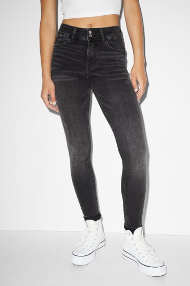 Femmes - CLOCKHOUSE - skinny jean - mid waist - LYCRA® - jean gris foncé
