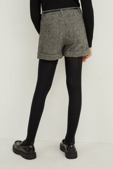 Nena - Conjunt - pantalons curts amb cinturó i leotards - 2 peces - negre