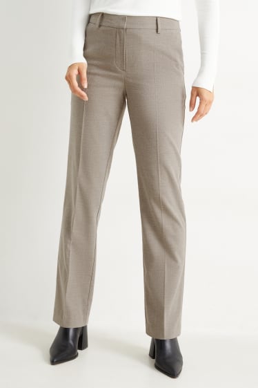 Femmes - Pantalon de bureau - mid waist - coupe droite - taupe