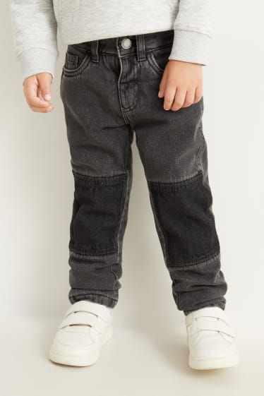 Kinder Buben - Straight Jeans - Thermohose - schwarz