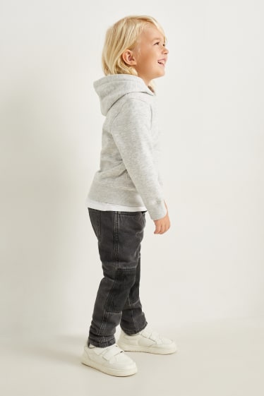 Kinder Buben - Straight Jeans - Thermohose - schwarz