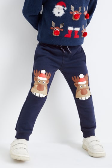 Kinder Buben - Weihnachts-Jogginghose - dunkelblau