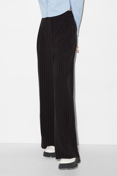 Femmes - Pantalon de toile - mid waist - wide leg - noir